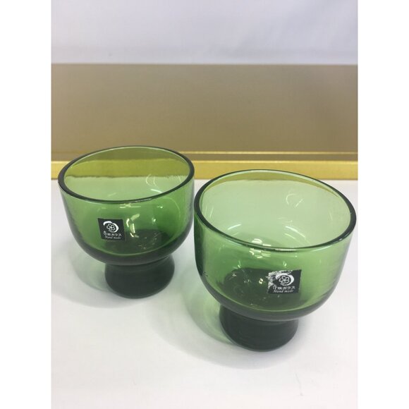 Japanese Cold Sake Cups Glass Blue and Green - Set of 4 - Picture 12 of 16